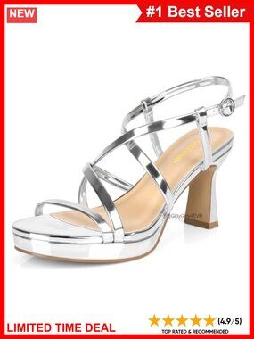 Women's Vela Platform Heeled Sandals Faux Leather Block Heel Slingback Open Toe